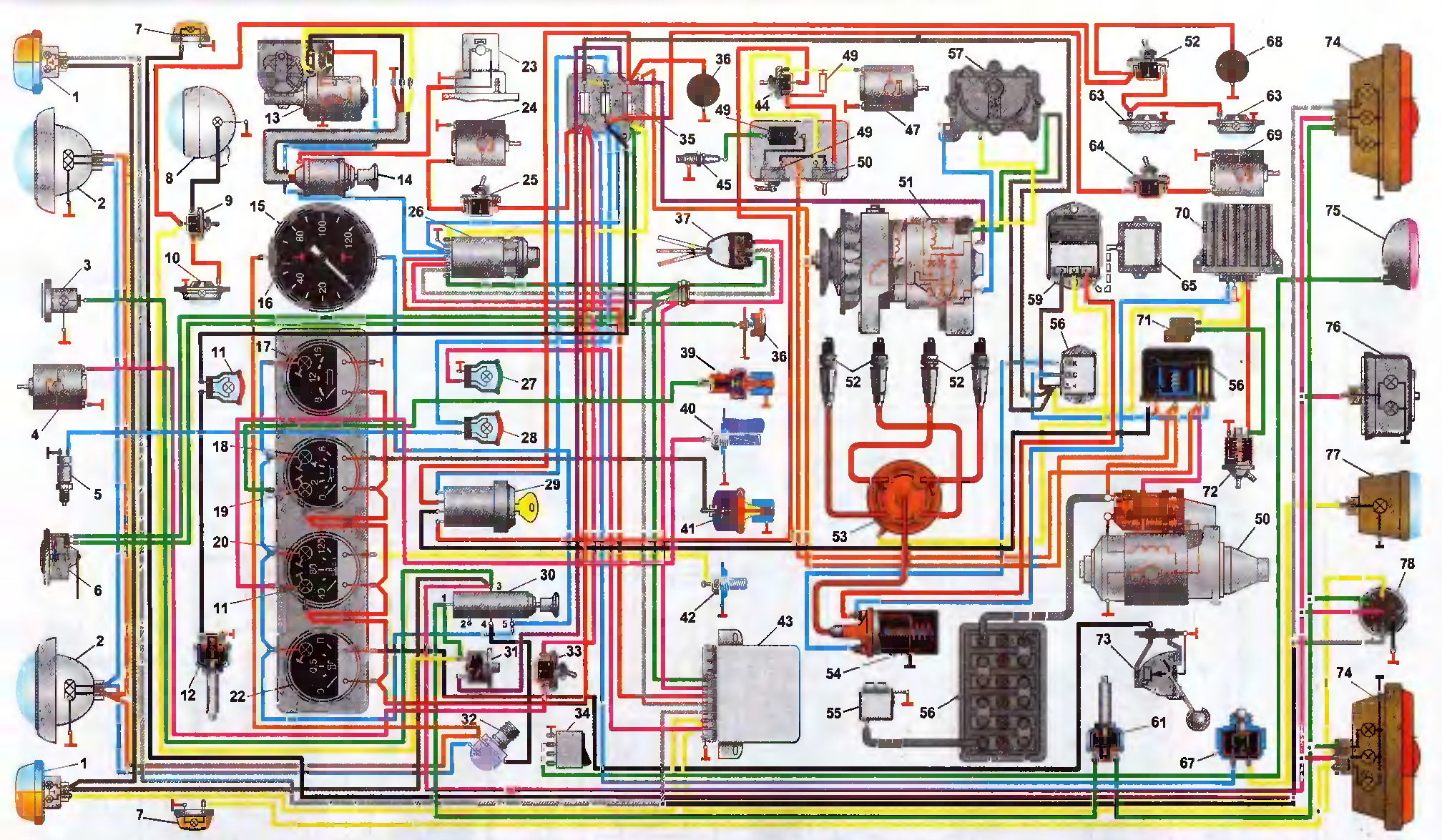 Схема электрооборудования автомобиля УАЗ-3741